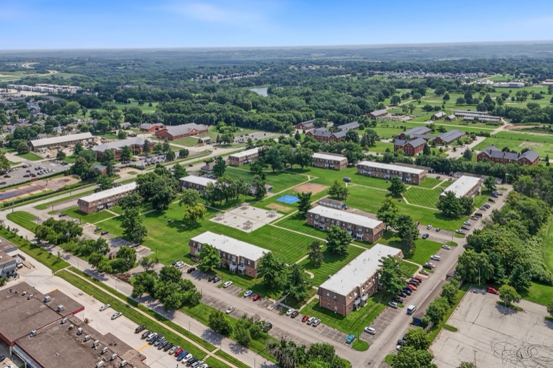 Aerial view of The Hampton Meadows community and grounds